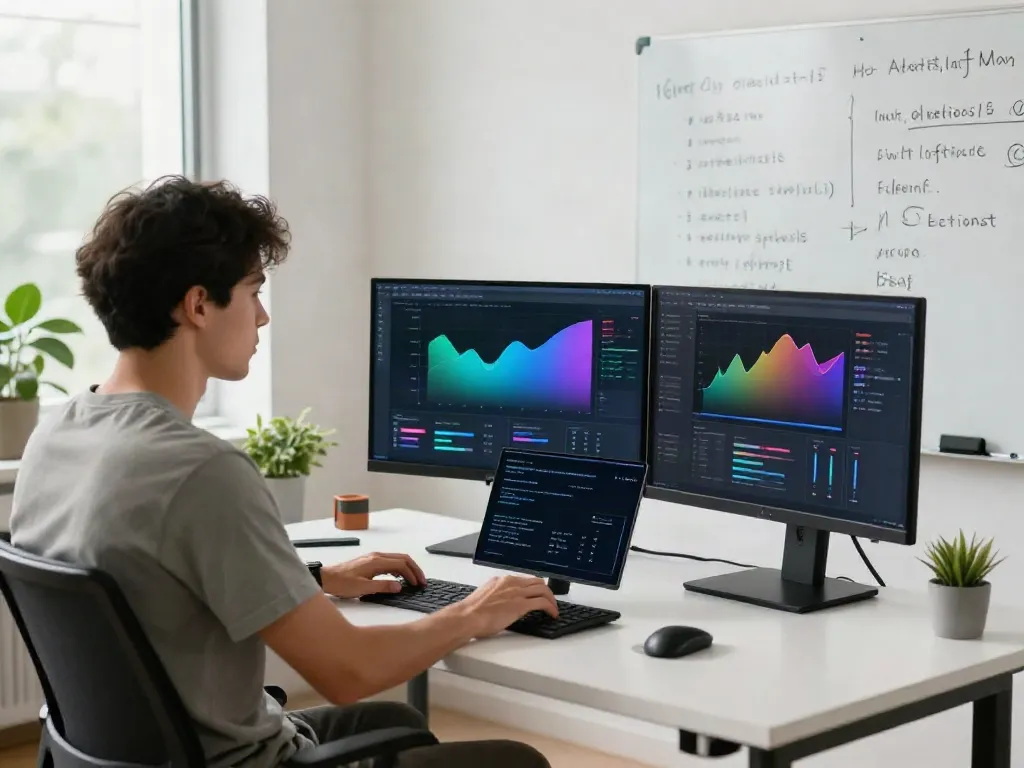 Developer utilizing instant indexing strategies in a modern tech workspace.