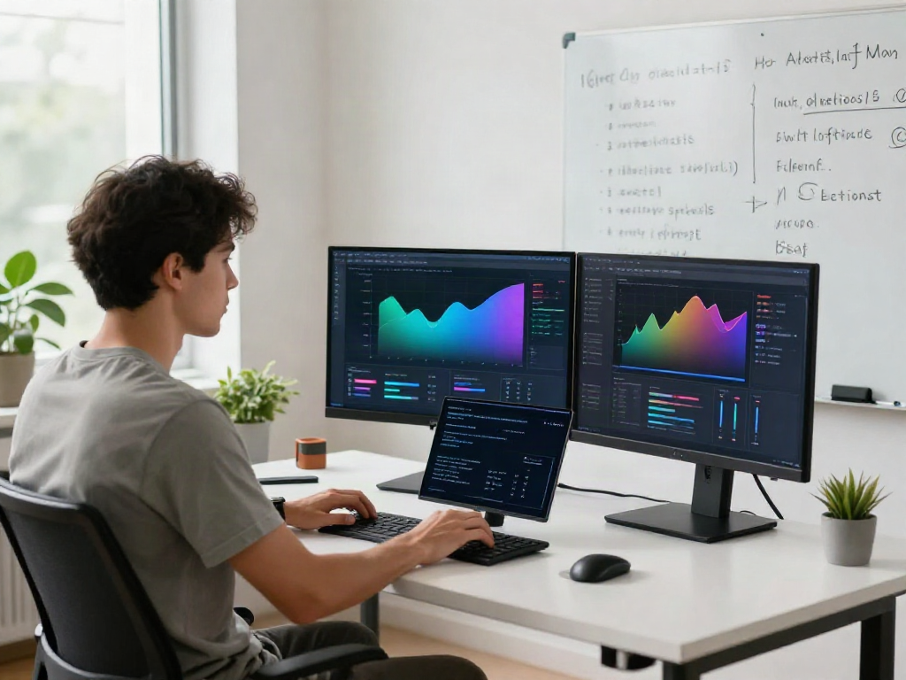 Developer utilizing instant indexing strategies in a modern tech workspace.