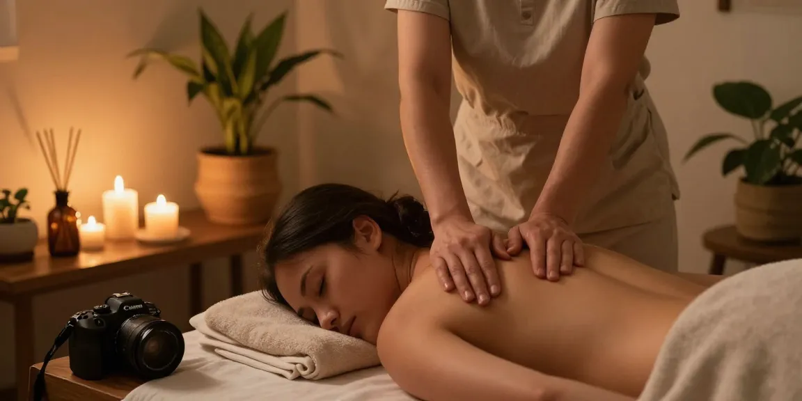 Relaxing 정자동출장마사지 session with calming atmosphere and soft lighting.