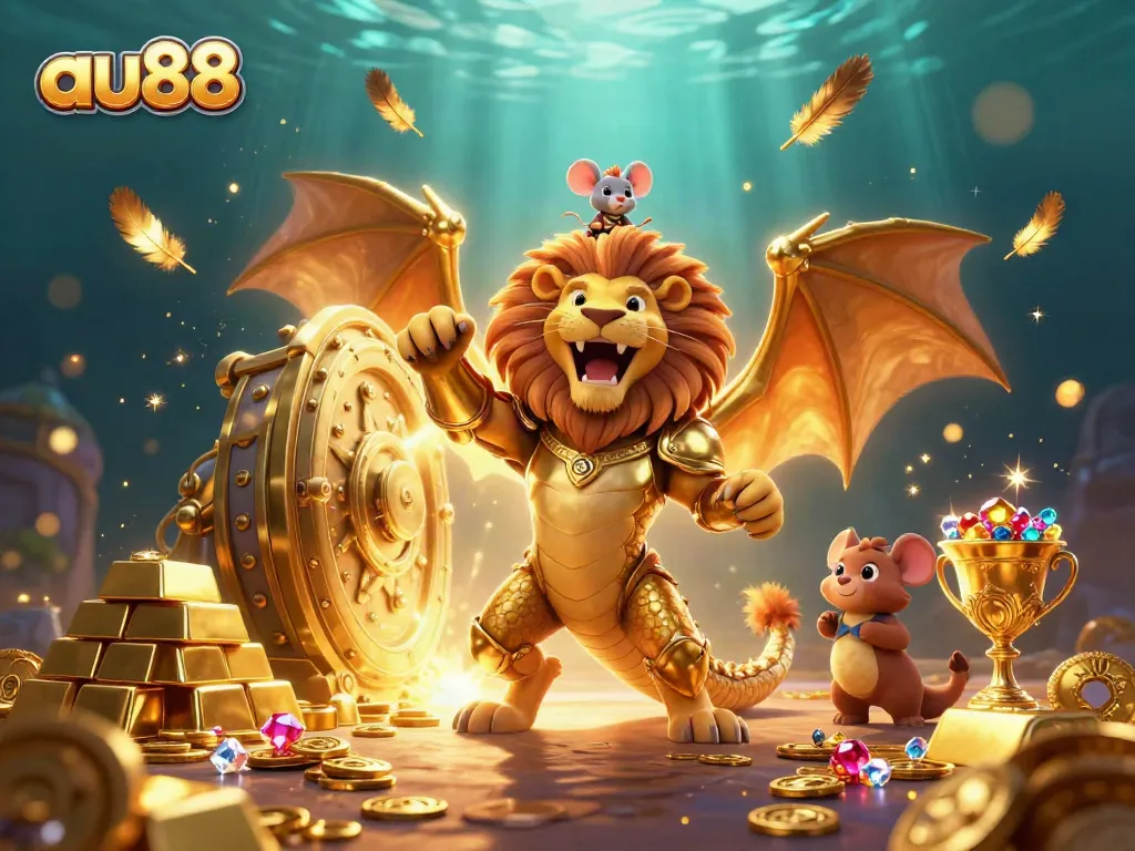 Engage with thrilling au88 casino adventures in this vibrant 3D casino-themed illustration.