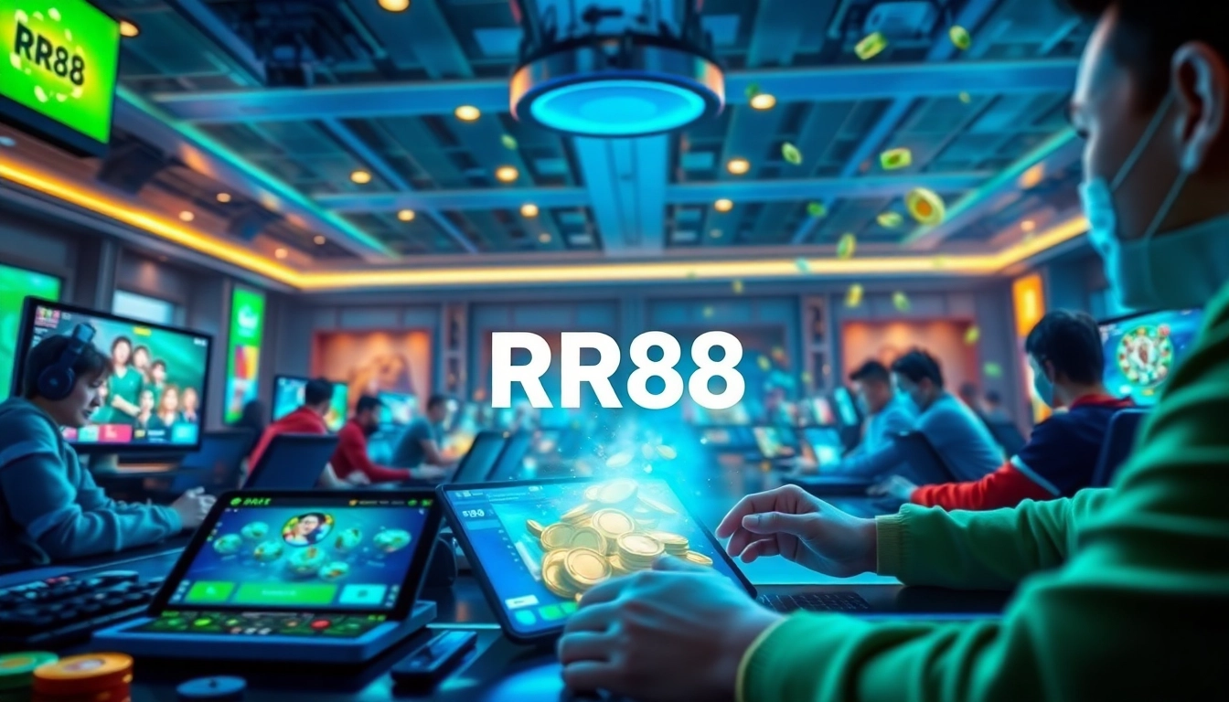 RR88 online gaming platform showcasing players in a vibrant digital setting.