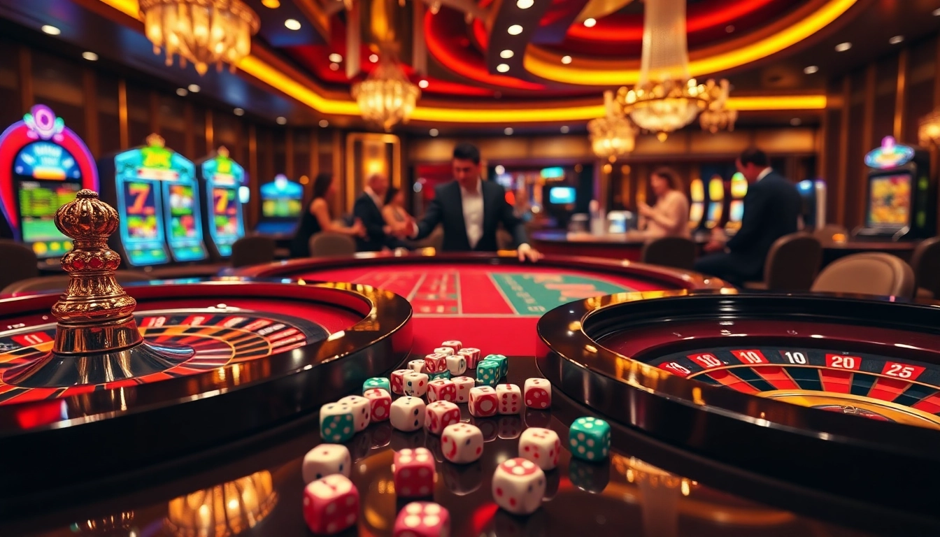 High-energy online gambling scene at https://fc88.de.com/ featuring vibrant casino tables and eager players.