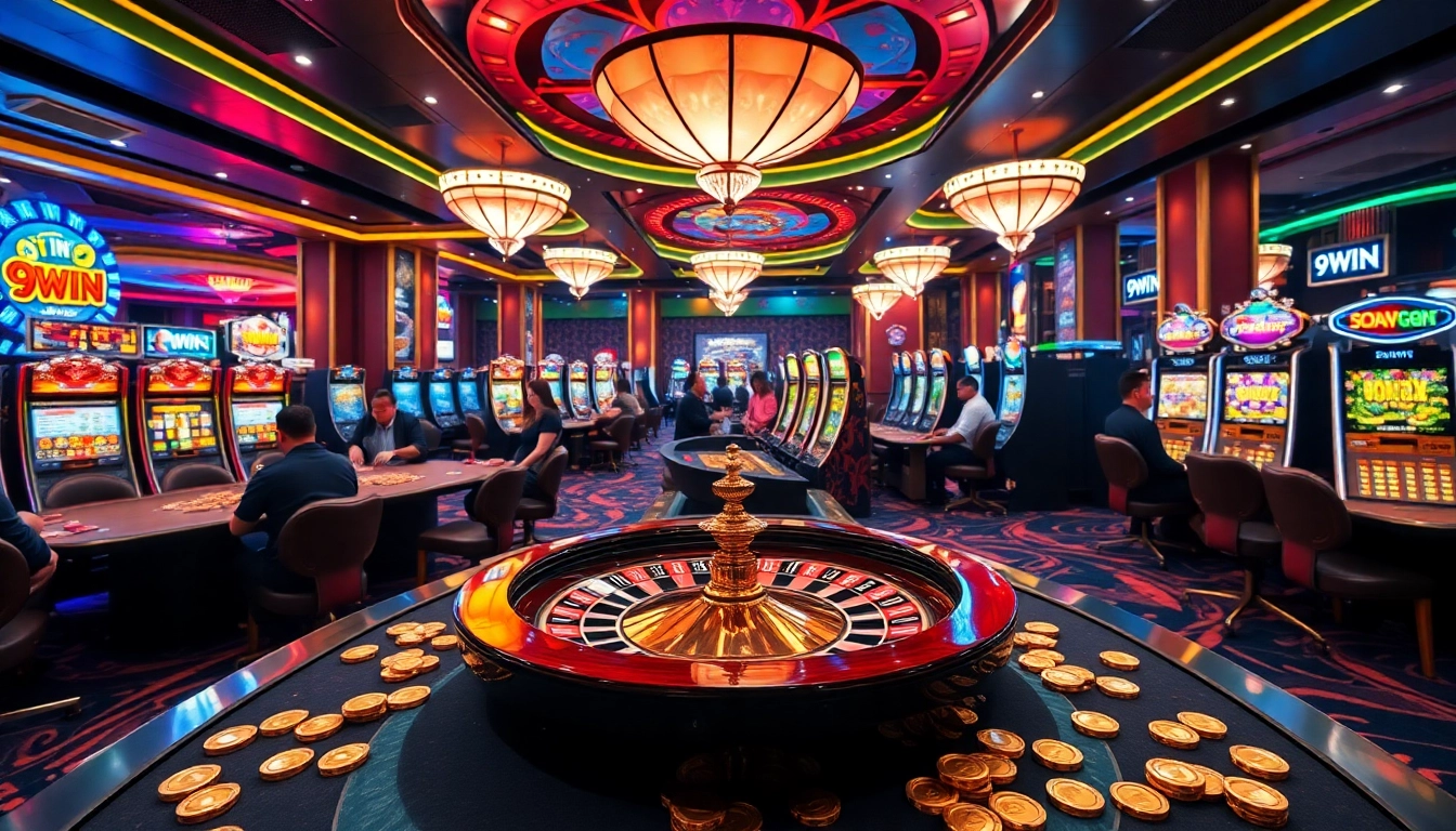 Experience thrilling bets and high stakes at 9WIN casino with vibrant gaming atmosphere.