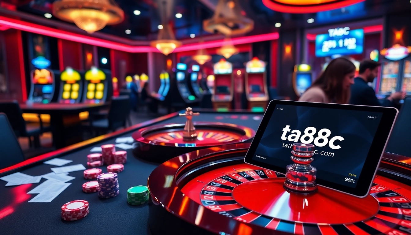 Experience the thrill of playing at ta88c.com with vibrant casino tables and dynamic gaming action.