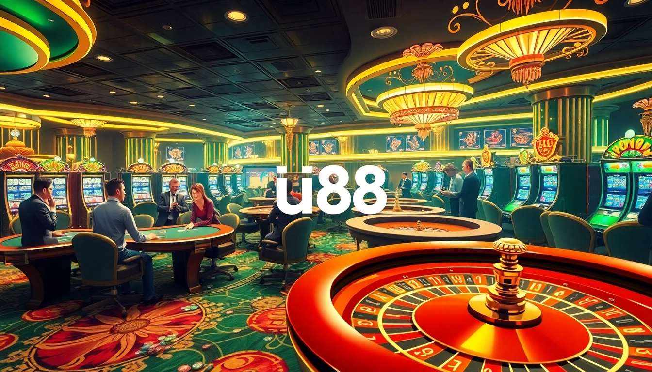 Exciting casino scene featuring players at tables showcasing https://uu88.casa/ with vibrant roulette and poker action.