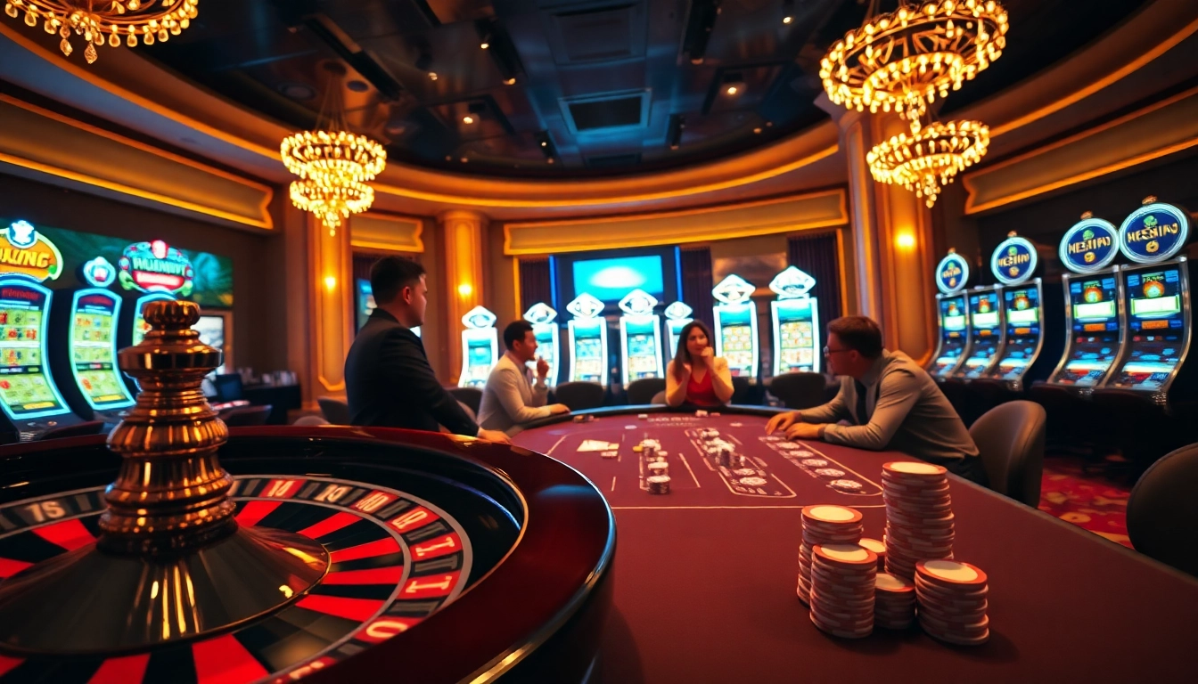 Players enjoying the excitement at nhà cái 888NEW's luxurious casino tables.