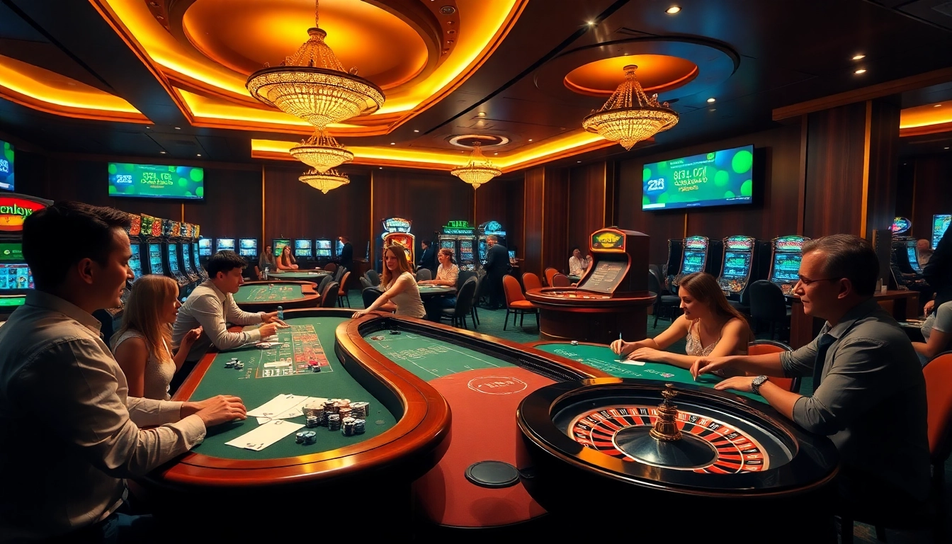 Exciting casino scene showcasing games and excitement at https://thabet.vegas/ with vibrant tables and players.