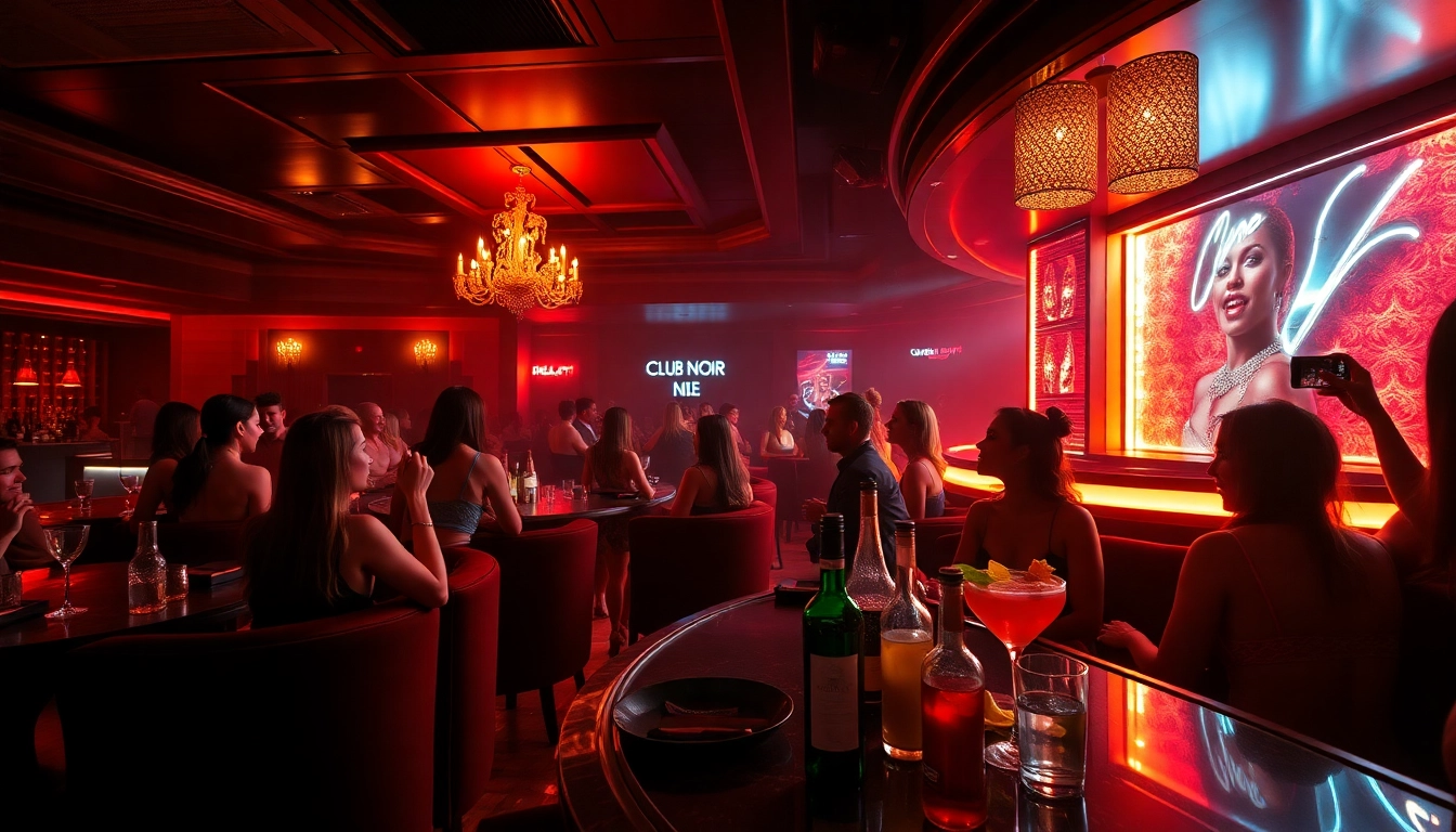 Dinner sxm at Club Noir, showcasing a glamorous nightlife scene with performers and vibrant atmosphere.
