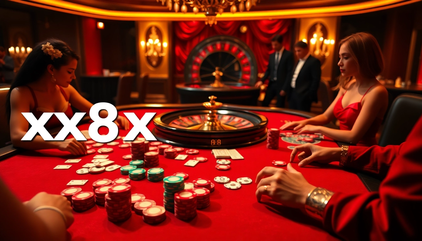 Players engage with the xx88 casino interface, experiencing an exciting online gambling atmosphere.