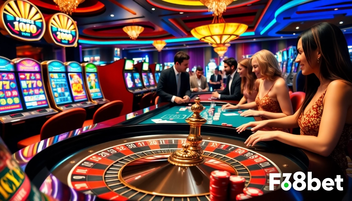 Experience the thrill of gambling with Link F8bet at a luxurious casino table.