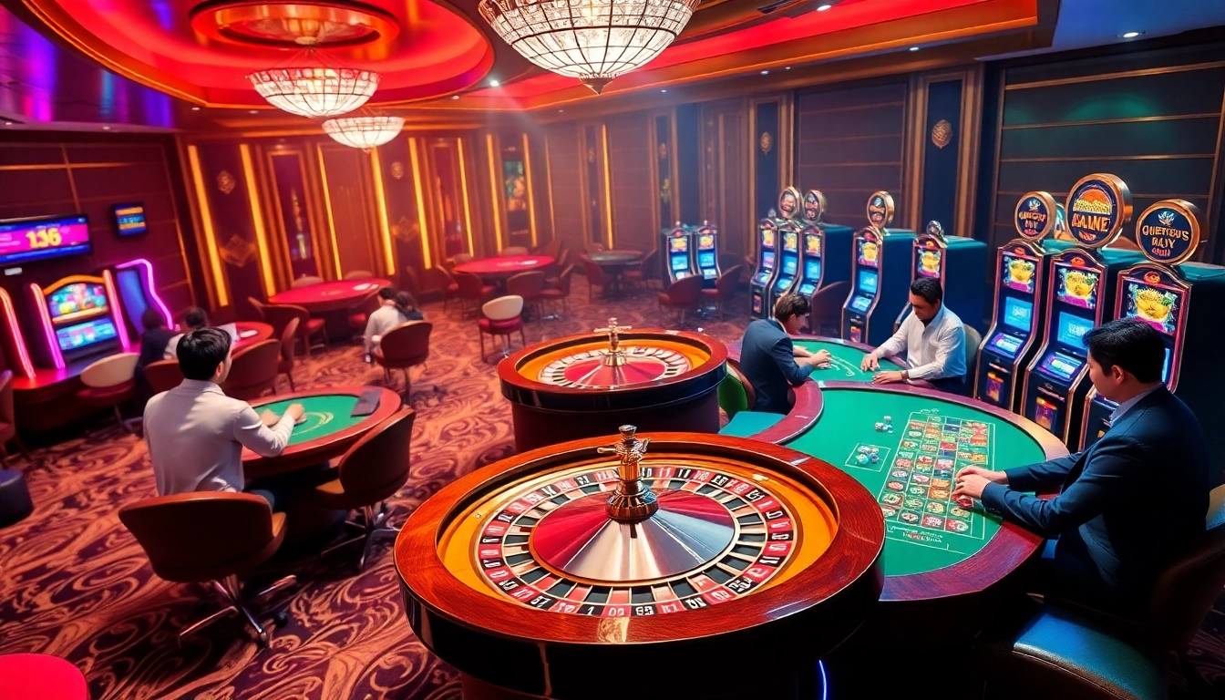 Players engaging in thrilling casino games at https://uu88games.com/, featuring roulette and poker.