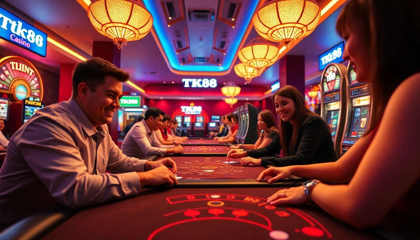 Experience the excitement of online gaming at tk88win.live with vibrant casino elements and engaging players.