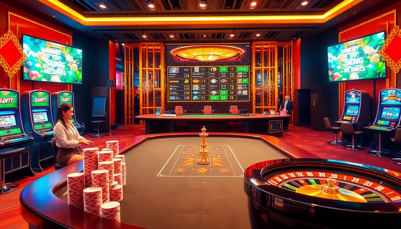 Engaging scene of keo nha cai betting with casino games and players focusing on strategy.