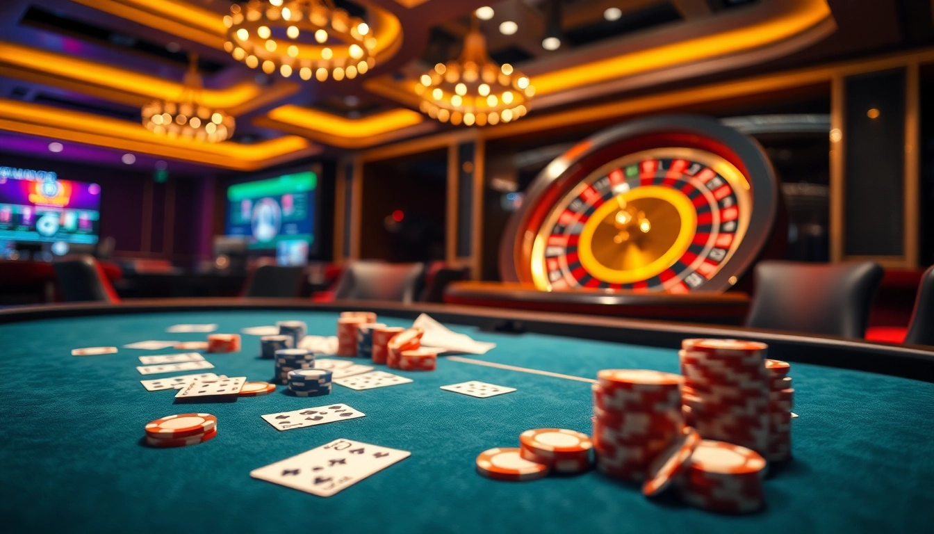 Engage in thrilling gaming action at https://kuwin.ng/ with a lavish poker table scene.