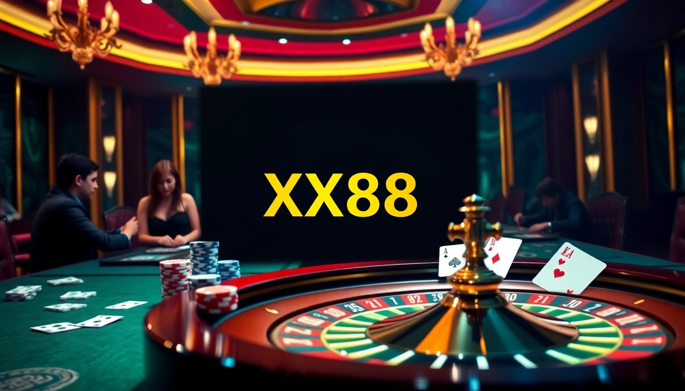 Experience the excitement of XX88 casino gaming with vibrant poker chips and cards.