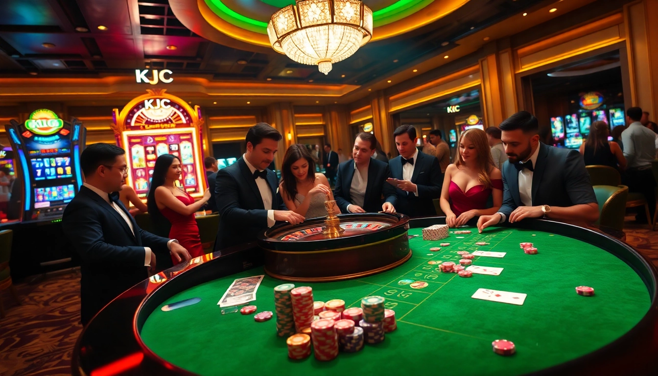 KJC players enjoying high-stakes roulette in a luxurious casino setting