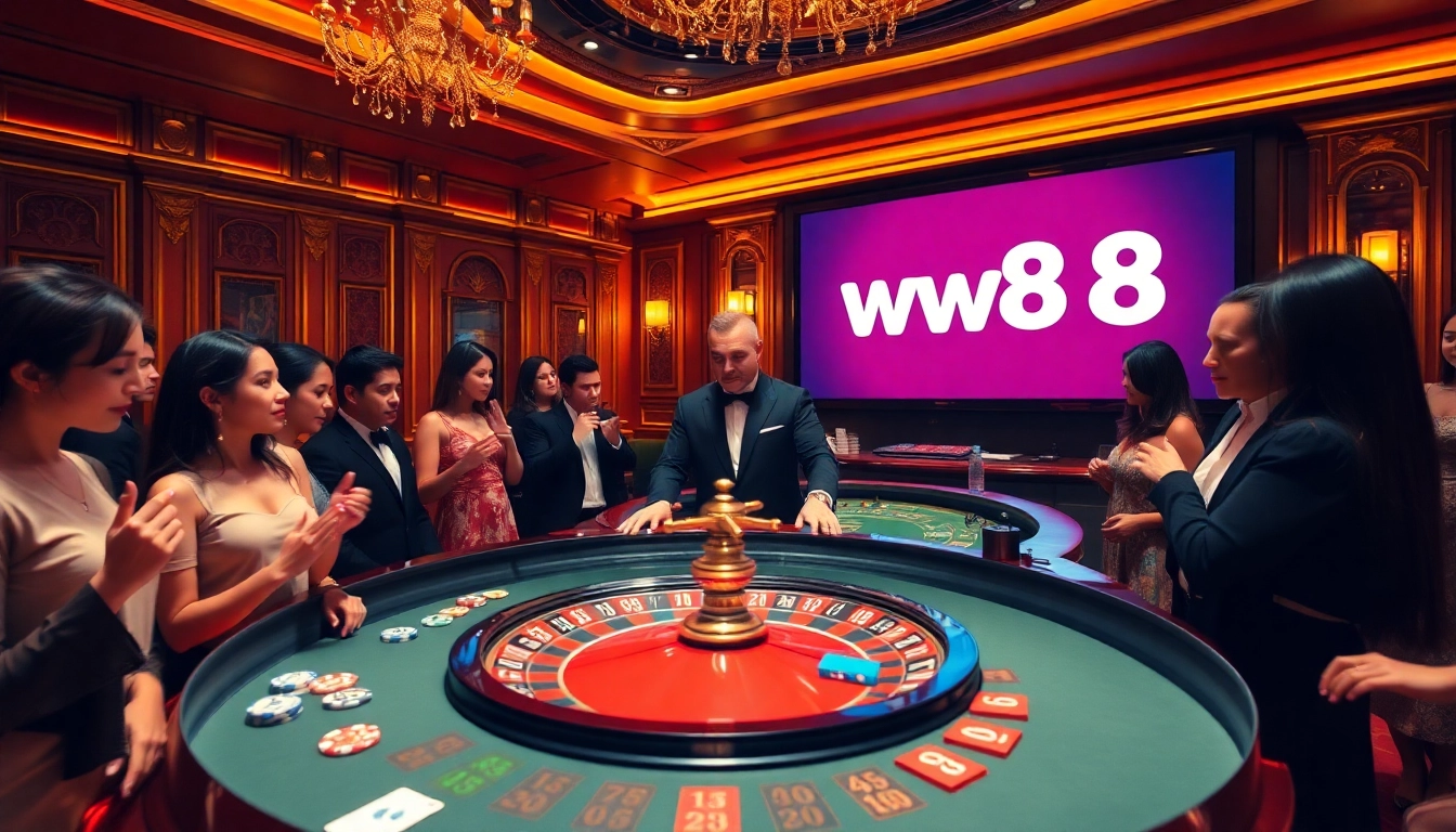 Exciting casino atmosphere showcasing players at the ww88 roulette table.