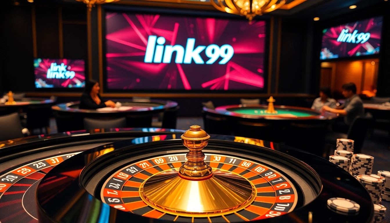 Engaging in a thrilling game with link PS99, showcasing vibrant roulette and poker elements.