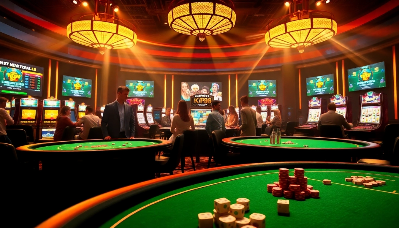 Engaged gamblers at Nhà cái KP88 table games, showcasing luxury and excitement in casino gaming.