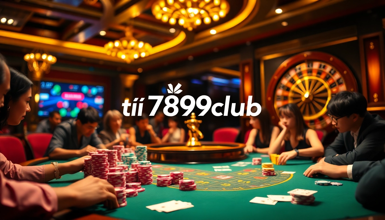 Engaging players at a poker table featuring vibrant casino elements at tại 789club.