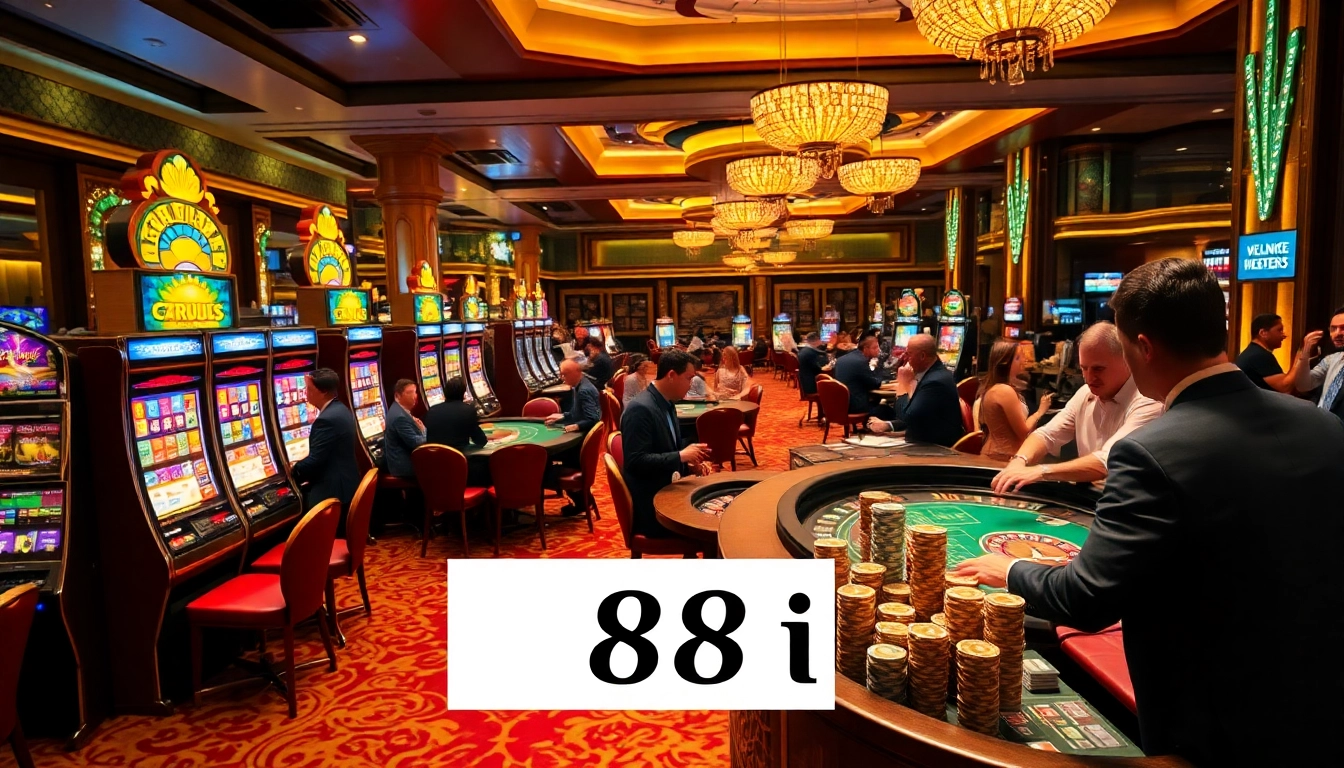 Feel the excitement of winning at 88i with players engaged at casino tables and slot machines.