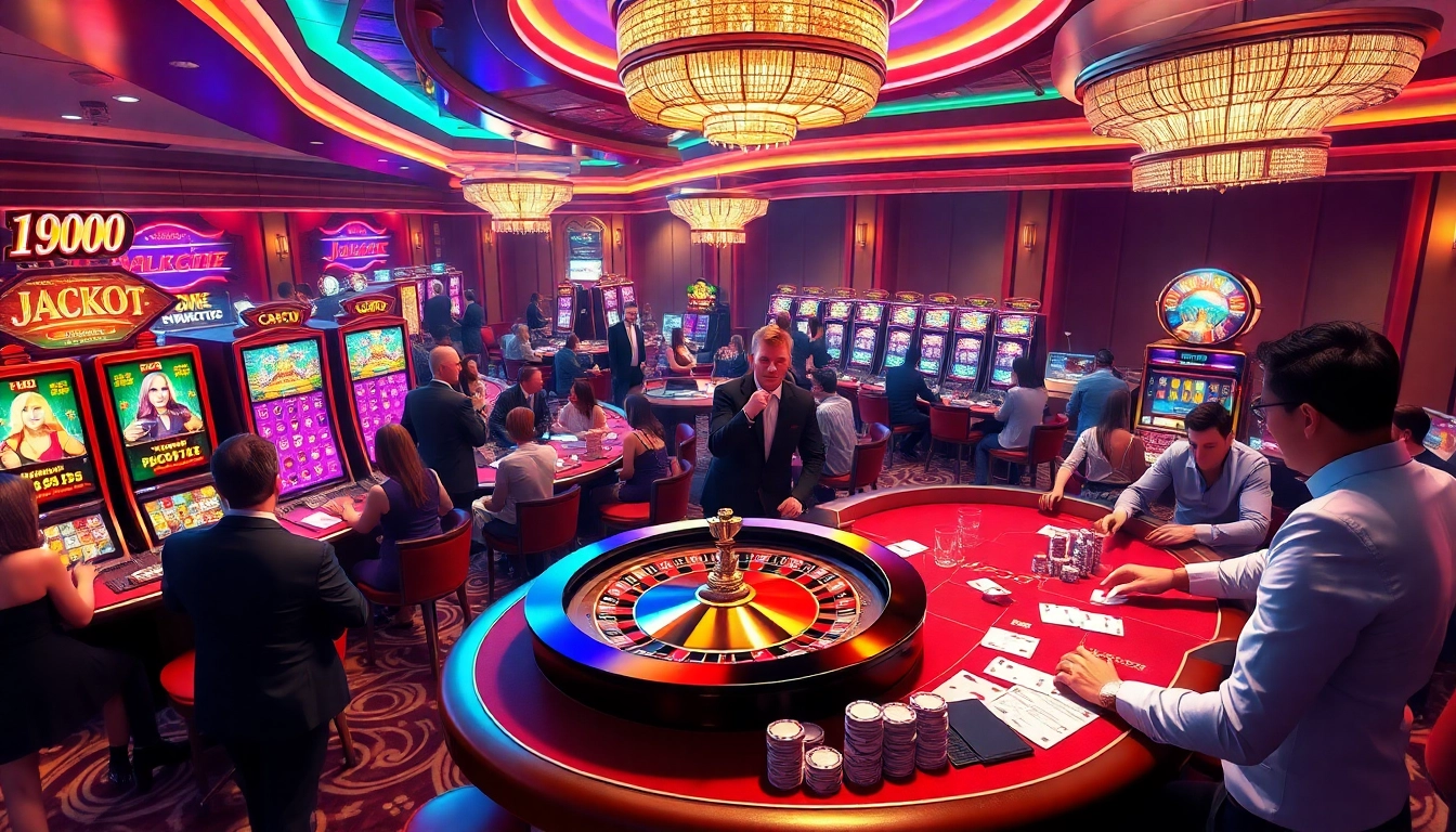 Players enjoying high-stakes games at n188 com casino, featuring roulette and poker.
