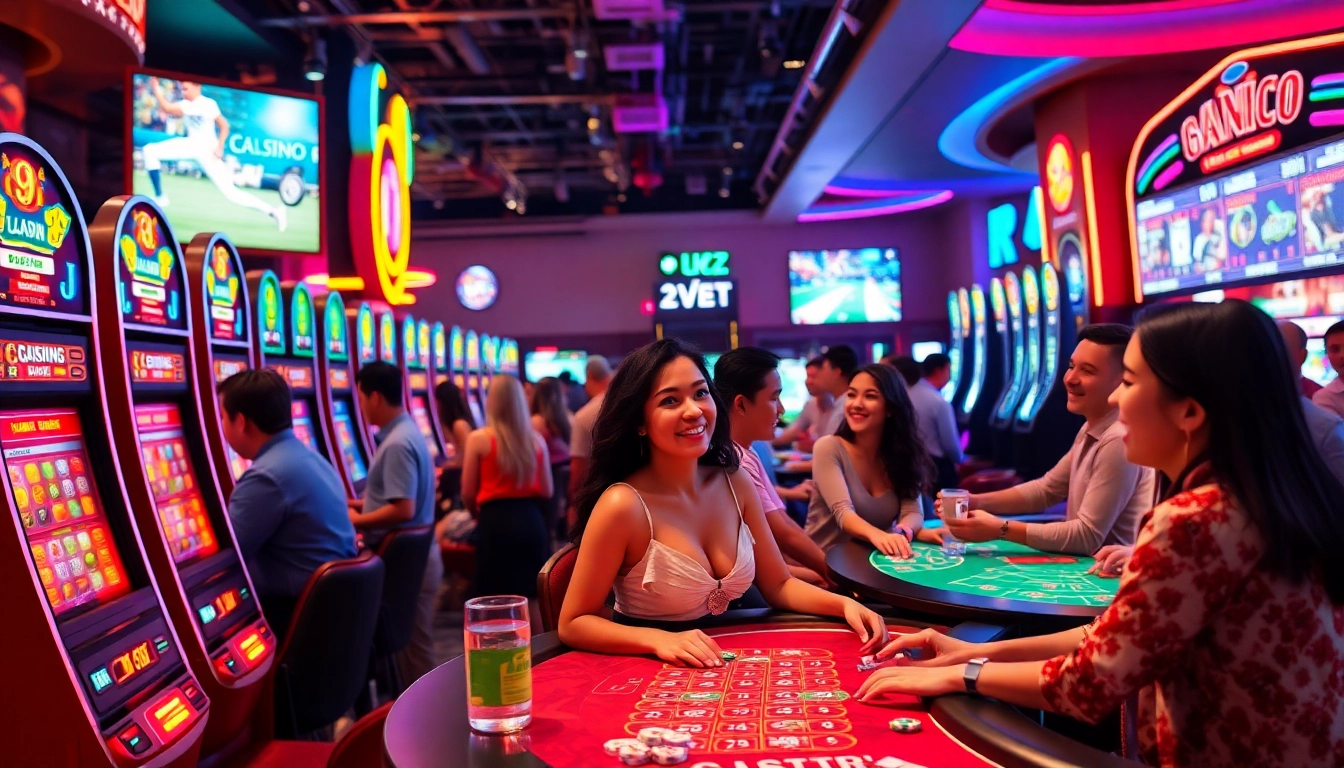 Exciting online gaming experience at new88go.com showcasing diverse players and vibrant casino atmosphere.