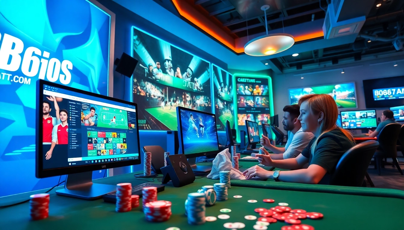 Exciting gaming atmosphere at bk860s.com with modern devices and players engaged in games.