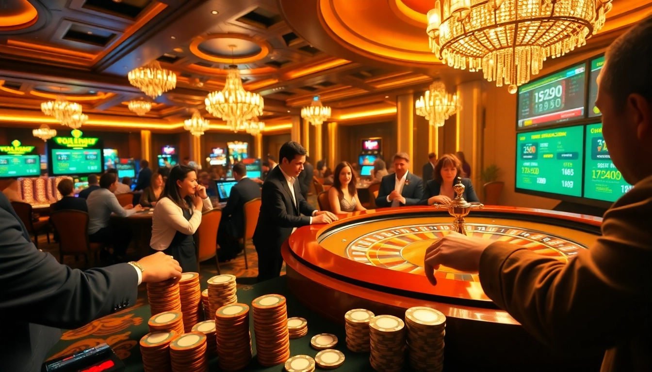 Luck8 hiện đang mở, celebrating excitement with players at a luxurious casino table.