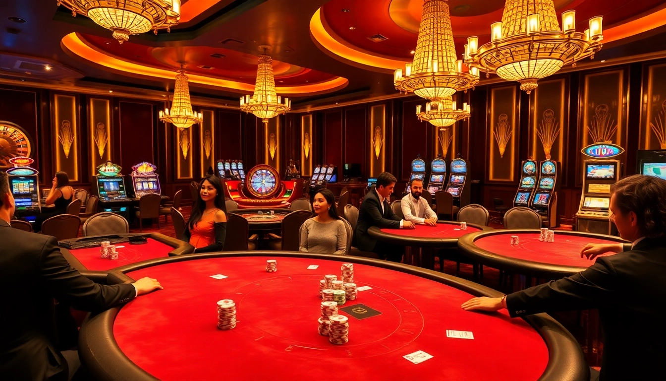 Engaged players at a luxury casino table, highlighting gambling action linked to https://go88hv.com/.