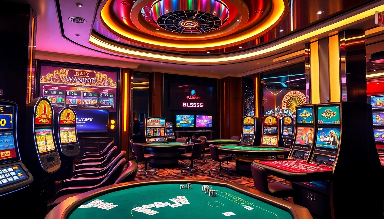 Experience the excitement of Nhà cái BL555 with dynamic online casino visuals showcasing vibrant games and betting.