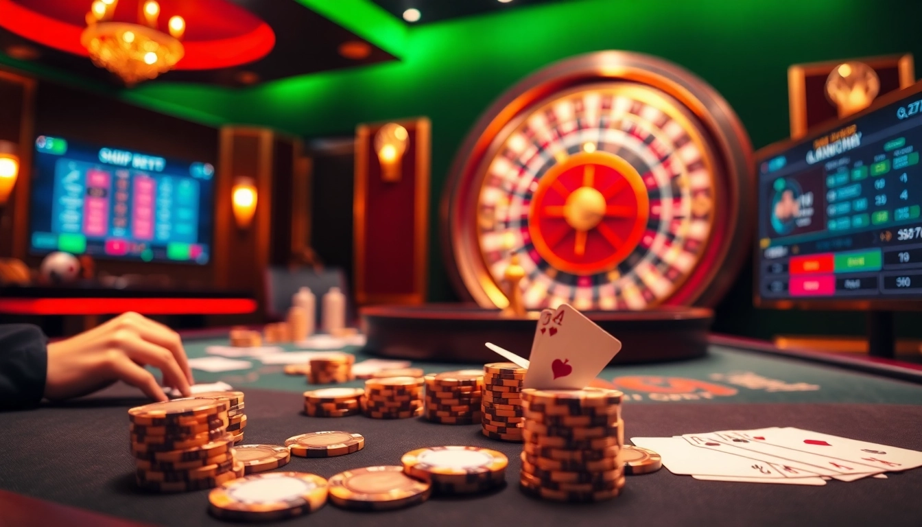 Engaging players enjoying a high-stakes game at 8kbet vip casino, showcasing excitement and luxury.