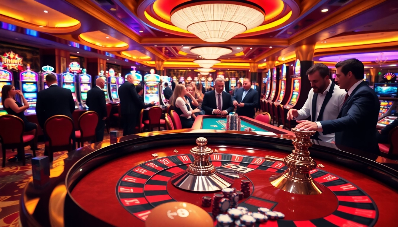 The B52 roulette table attracts enthusiastic players in a glamorous casino atmosphere.