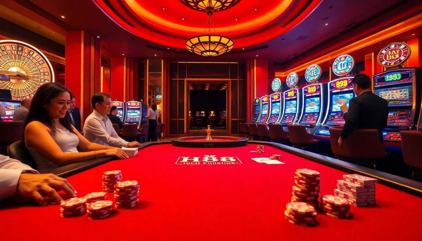 Experience the thrill of HB88 at a luxurious casino table with vibrant colors and exciting gaming elements.
