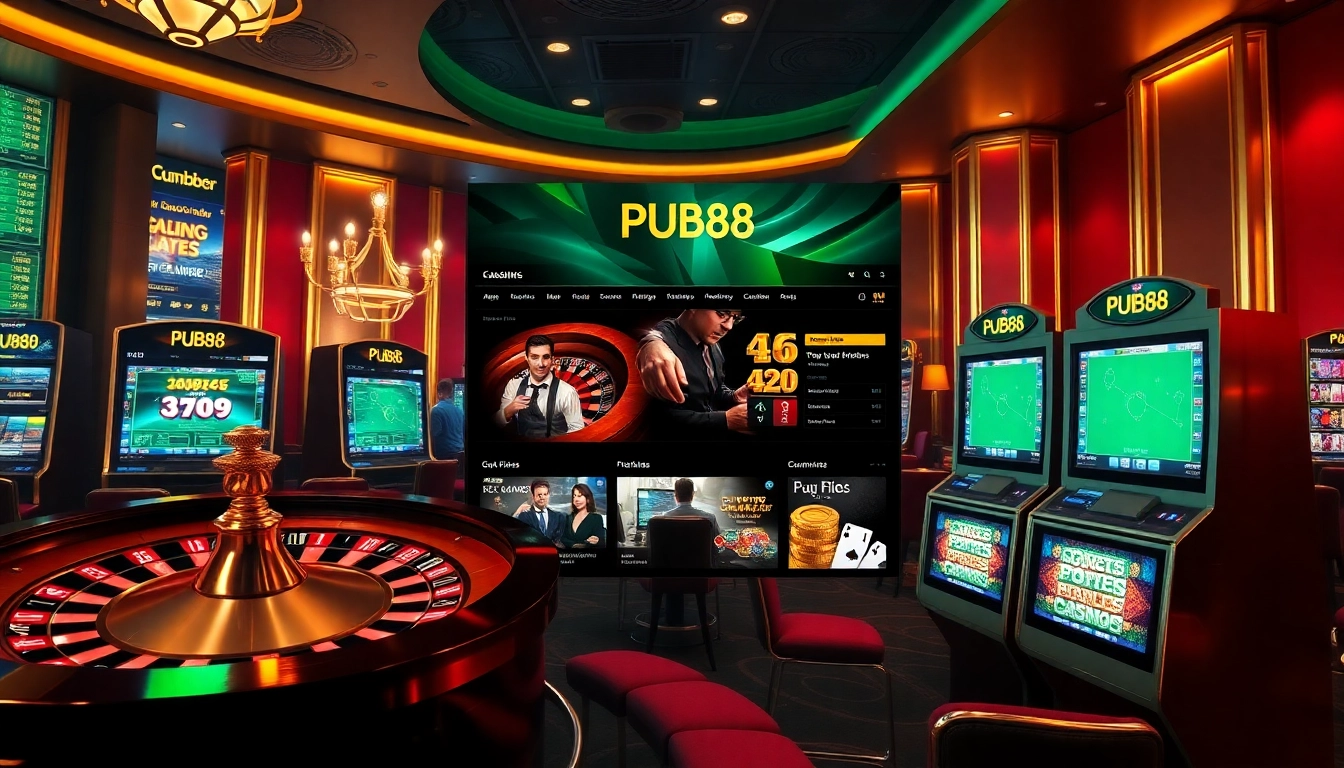 Experience thrilling online gaming with PUB88's vibrant homepage showcasing exciting casino games.