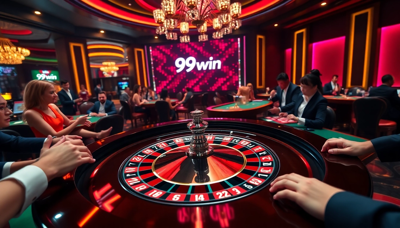 Experience thrilling gameplay at the 99win casino with vibrant roulette excitement and stylish players.