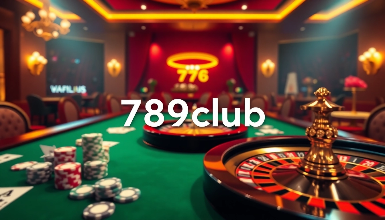 Experience the thrill of 789club with interactive gambling elements like poker chips and roulette.