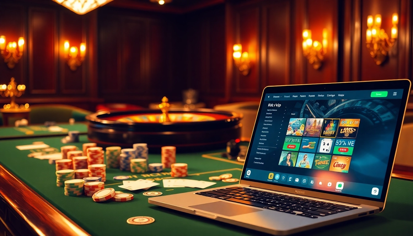 Engage in thrilling gameplay at rik vip casino with vibrant poker chips and roulette excitement.