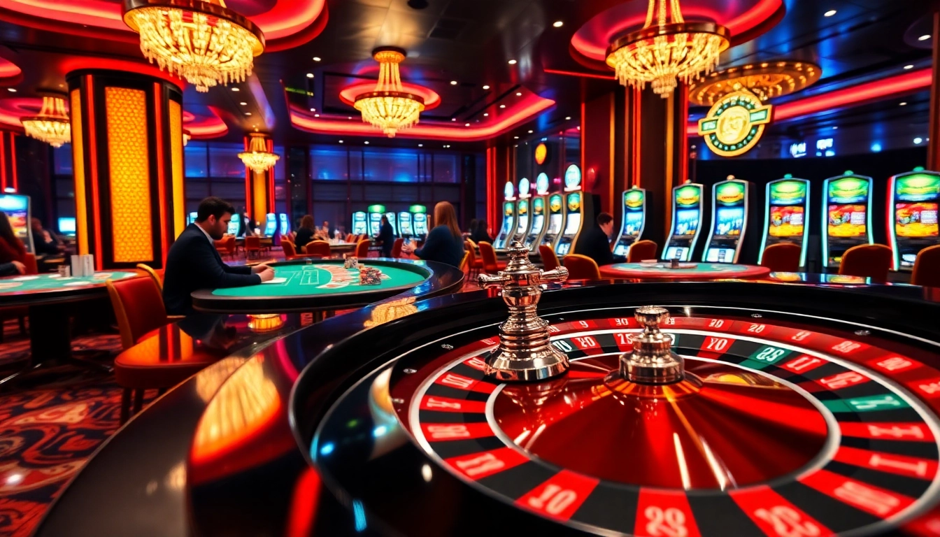 S8 casino scene showcasing an exciting roulette table with vibrant lights and engaged players.