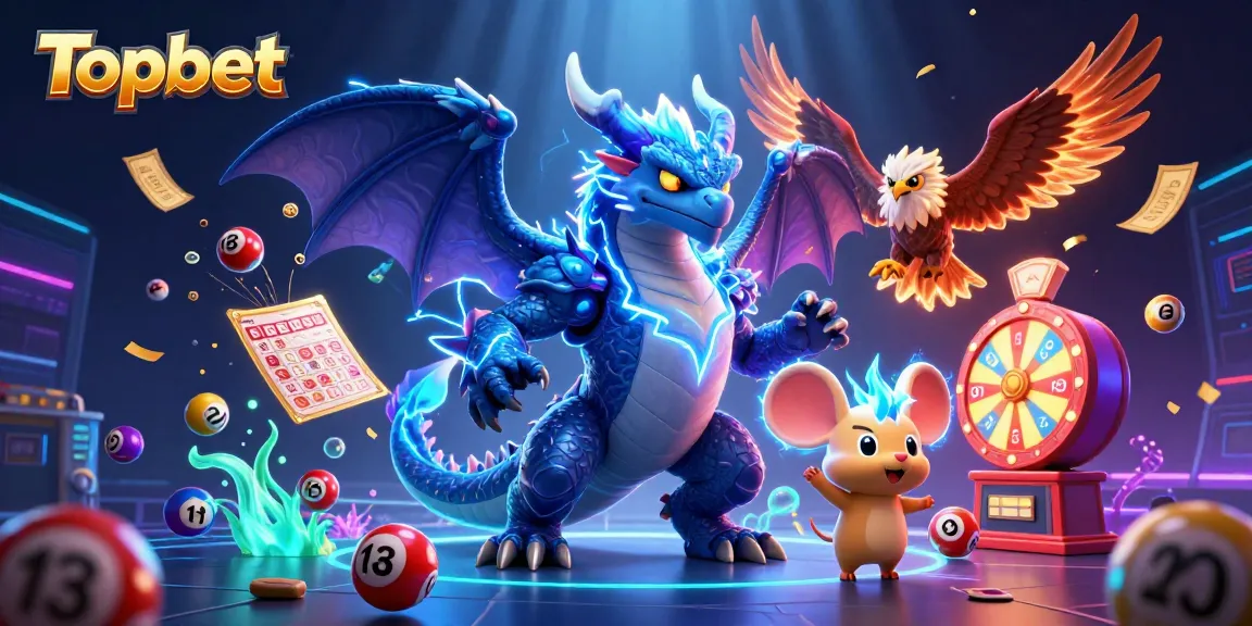Engaging Topbet scene featuring dynamic lottery and casino elements showcasing vibrant colors and excitement.