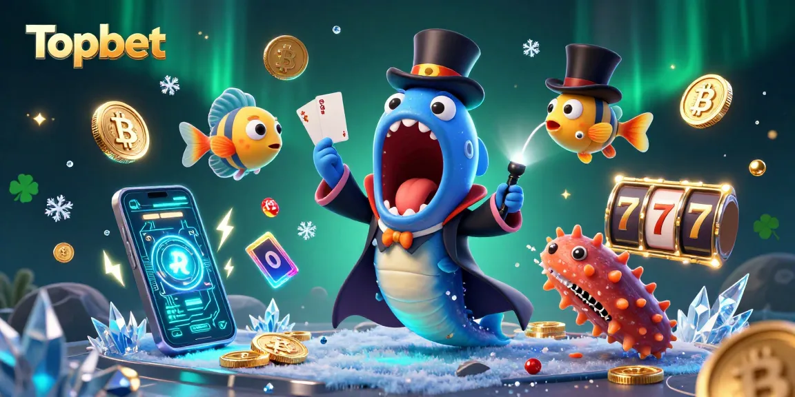 Topbet showcases a dynamic scene with unique sea creatures performing magic acts, enhancing casino excitement.
