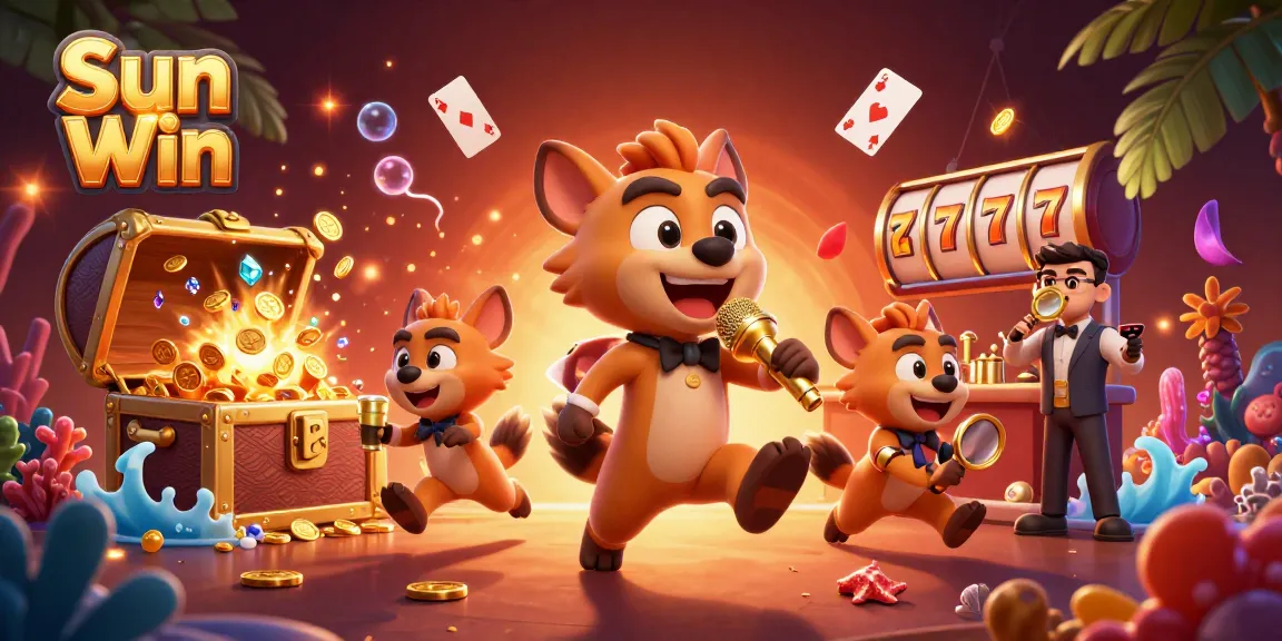Sun Win hyenas entertain in a vibrant casino scene showcasing fun and excitement.