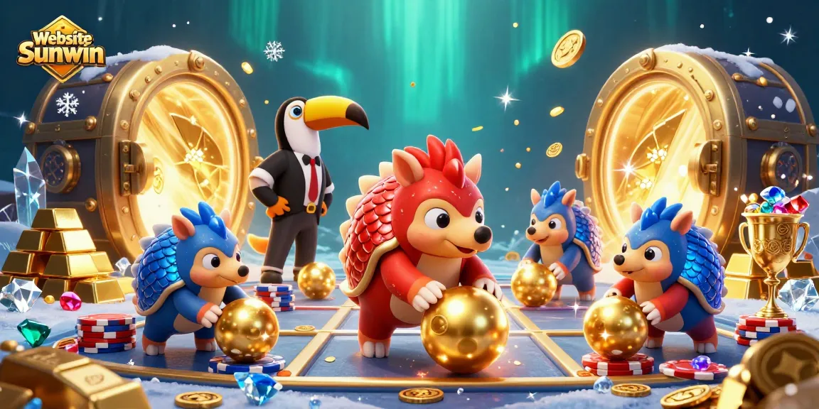 Engage in thrilling gameplay at Website Sunwin with dynamic pangolins bowling through poker chips amidst a treasure vault.